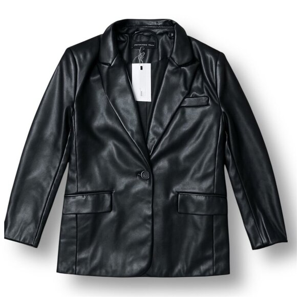 Endless Rose L Black Faux Leather PU Oversized Blazer Jacket Y2K Mob Wife NWT - Picture 4 of 10